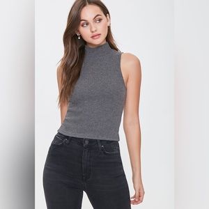 2 for $20 Ribbed Mock Neck Crop Top in Rose and Grey